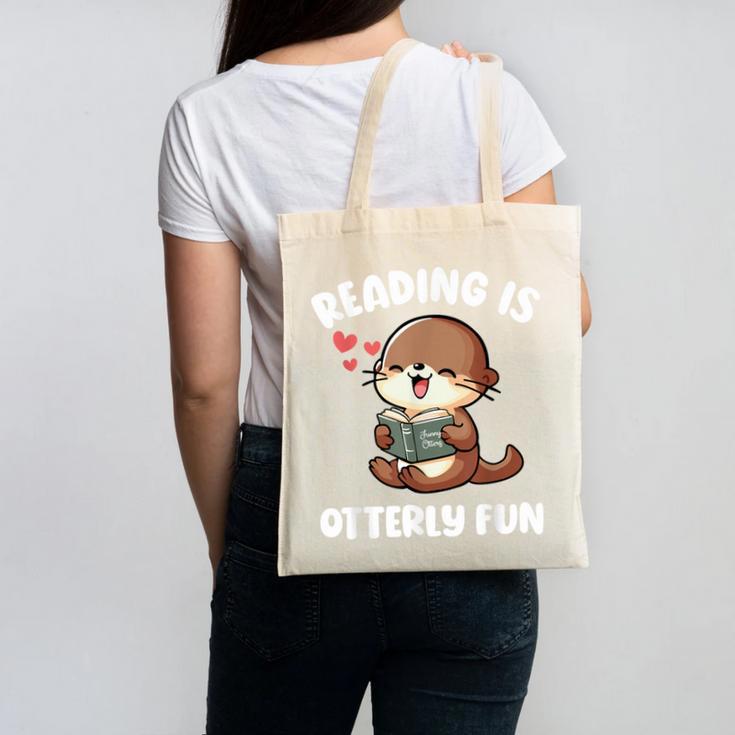 Reading Is Otterly Fun Otter Bookworm Book Lover Librarian Canvas Tote Bag