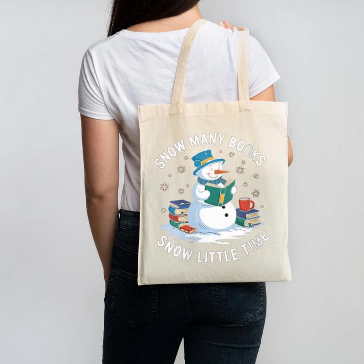 Reading Snowman So Many Books Christmas Books Readers Canvas Tote Bag