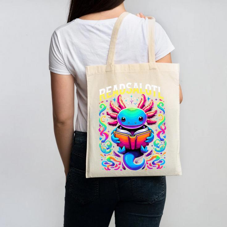Readsalotl Axolotl Book Lovers Axolotls Canvas Tote Bag