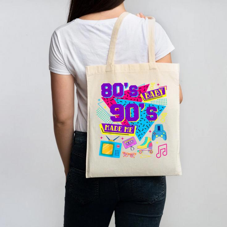 Retro 1980s 80's Baby 1990s 90's Made Me Nostalgia Birthday Canvas Tote Bag