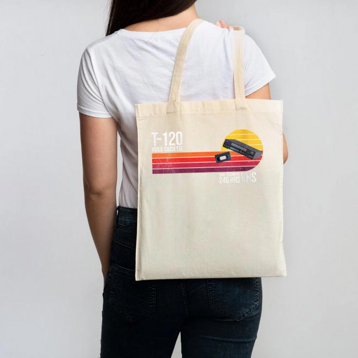 Retro 80's 90's Music Nostalgia Video Cassette Tape VHS Canvas Tote Bag