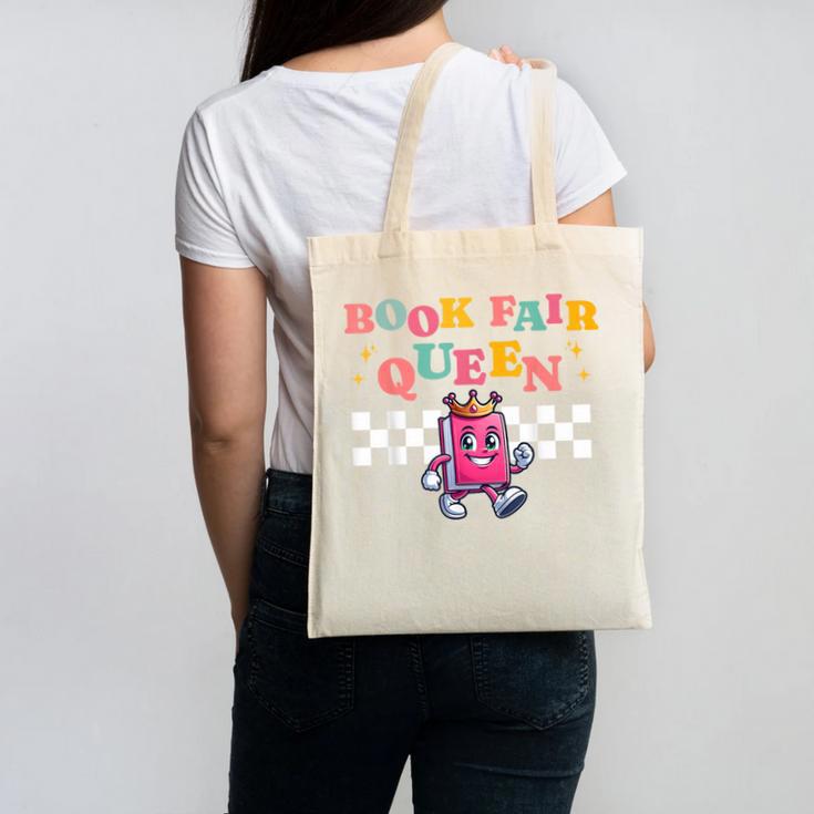 Retro Library Book Fair Queen School Reading Girls Women's Canvas Tote Bag