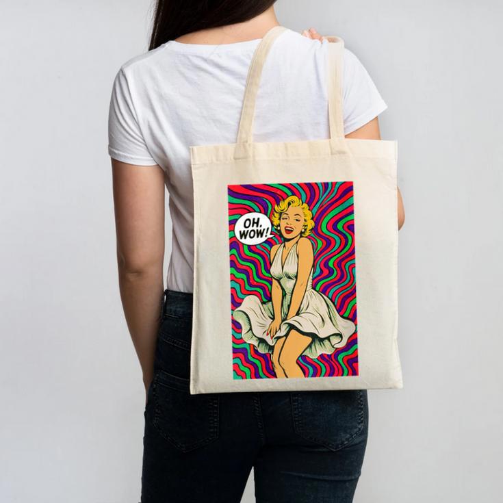 Retro Pop Art Vintage Style Blonde Psychedelic 50s Nostalgia Canvas Tote Bag