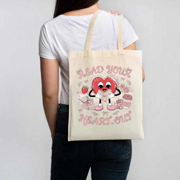 Retro Read Your Heart Out Valentine’s Day Teacher Book Lover Canvas Tote Bag