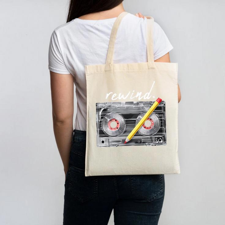 Rewind Cassette Tape Nostalgia 80s 90s Retro Music Lover Canvas Tote Bag