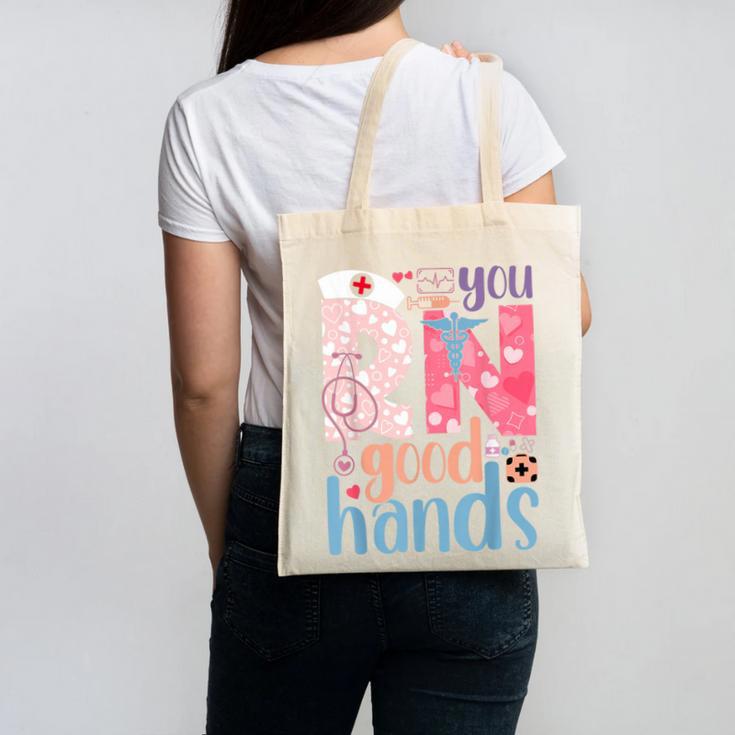 You RN Good Hands Cute Nurse Nursing Student Graduation Canvas Tote Bag
