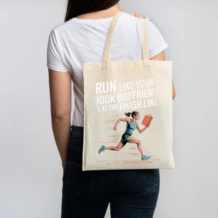Run Like Your Book Boyfriend Is Waiting Runner Reader Canvas Tote Bag