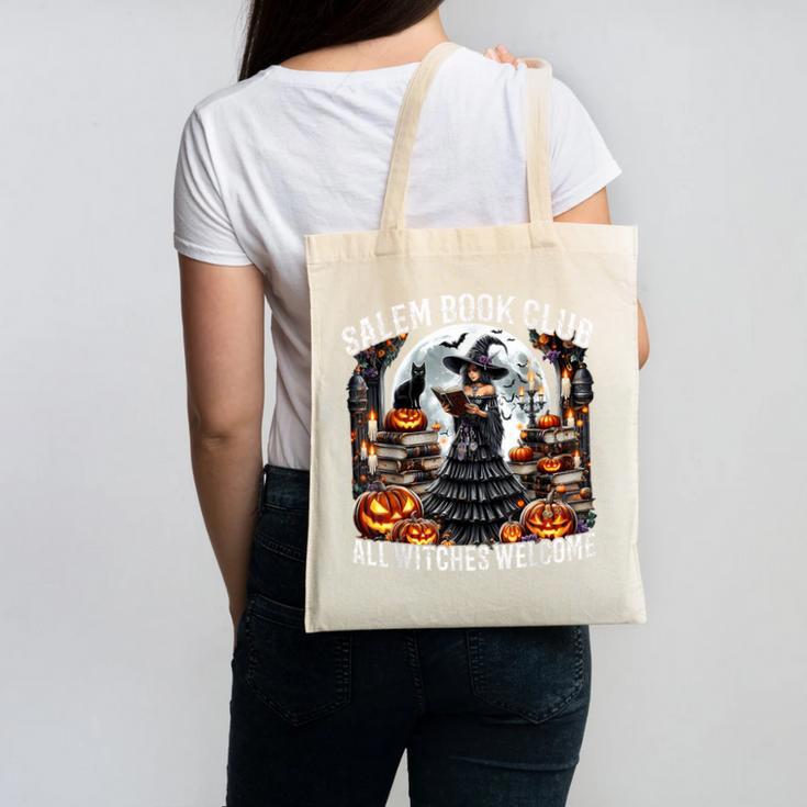 Salem Book Club Gothic Witch Vintage Halloween Art Canvas Tote Bag
