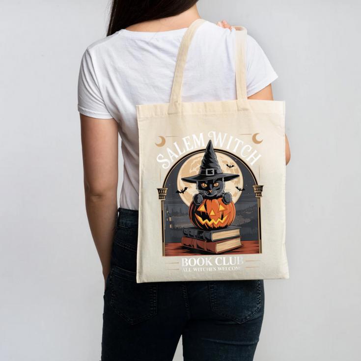 Salem Witch Book Club All Witches Welcome Halloween Reading Canvas Tote Bag