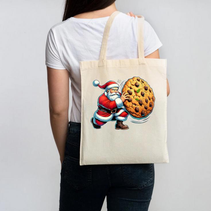 Santa Holding Cookie Xmas Baker Introvert Christmas Canvas Tote Bag