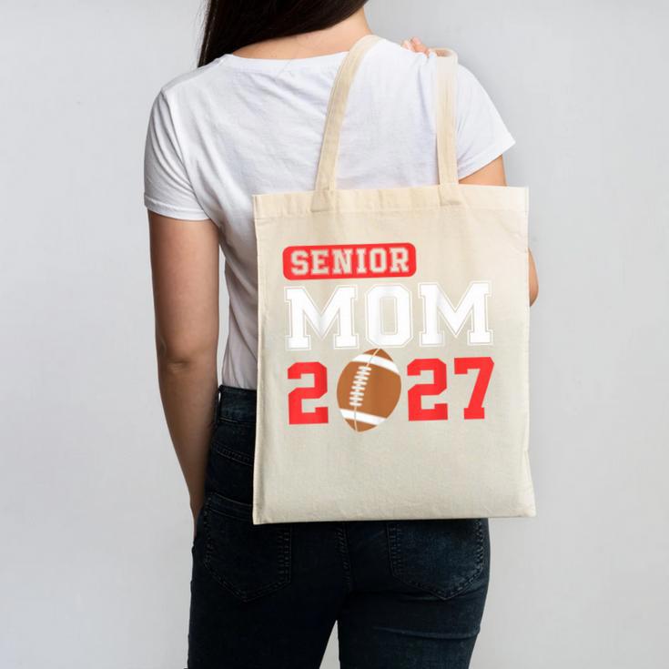 Senior Football Mom 2027 Team Class Of 2027 Graduation Mom Canvas Tote Bag