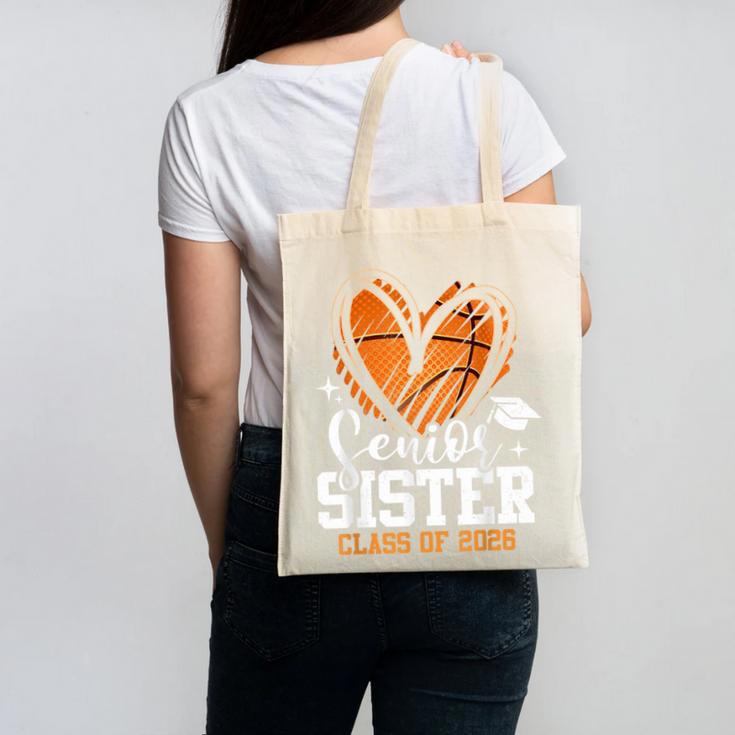 Senior Sister Class Of 2026 Basketball Graduation Heart Canvas Tote Bag