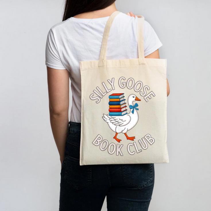Silly Goose Book Club Reading Lover Canvas Tote Bag