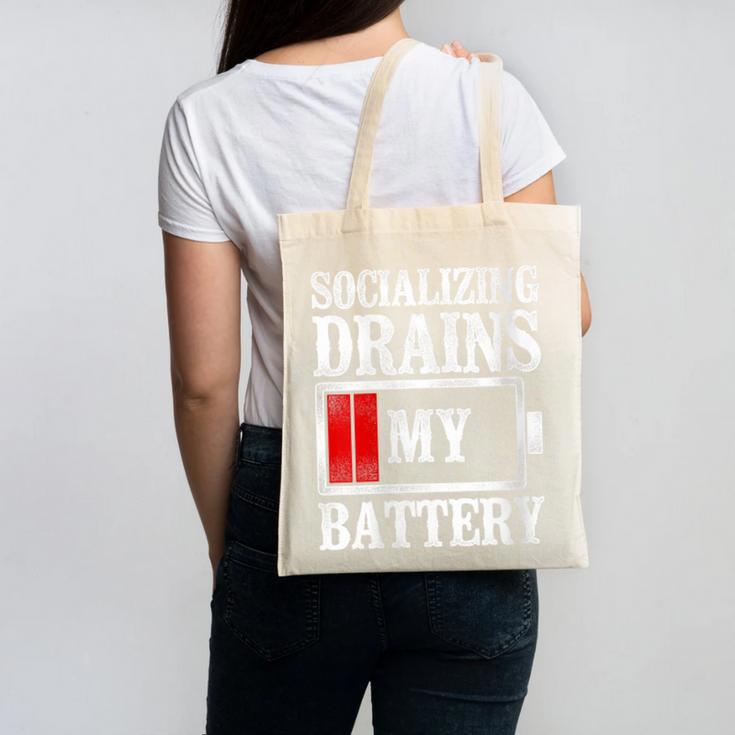 Socializing Drains My Battery Introvert Canvas Tote Bag