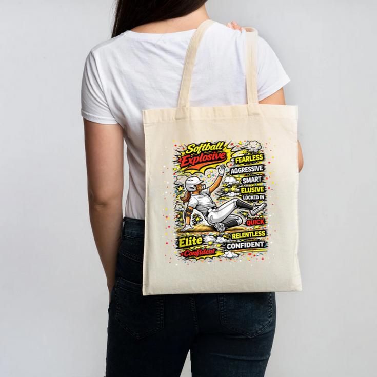 Softball Slider Pop Comic Book Art Best Traits Fast Elite Canvas Tote Bag