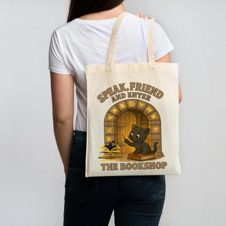 Speak Friend Enter Bookshop Magic Panther Canvas Tote Bag