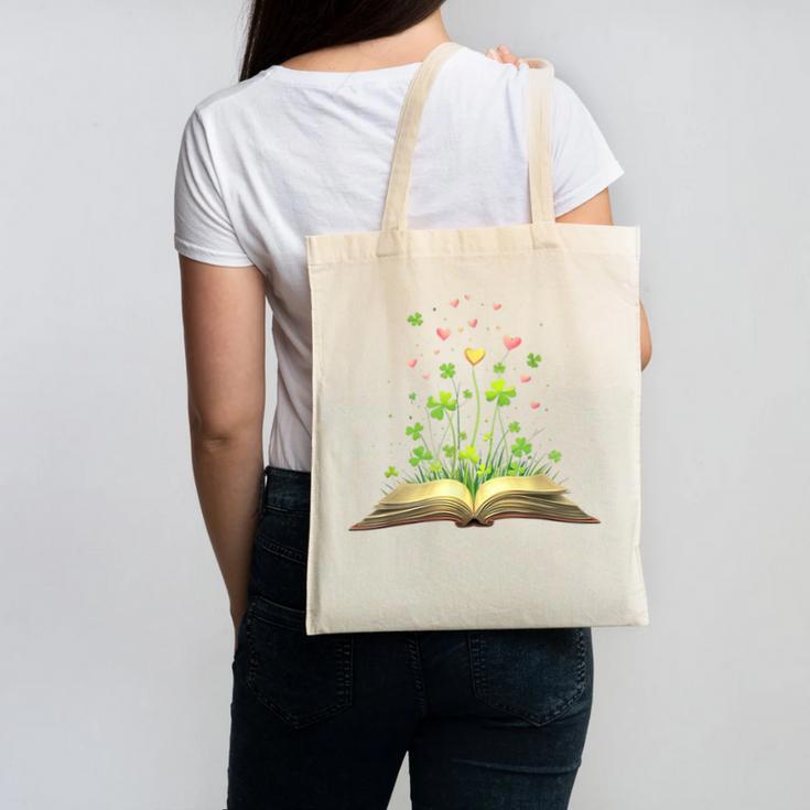 St Patricks Day Book Lover Librarian Core Shamrock Author Canvas Tote Bag
