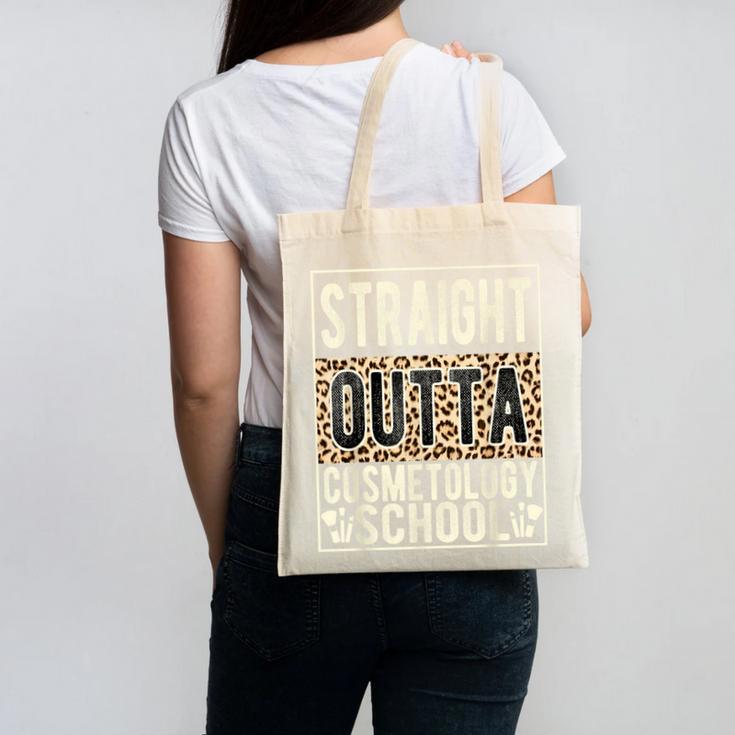 Straight Outta Cosmetology School Leopard Graduation Canvas Tote Bag