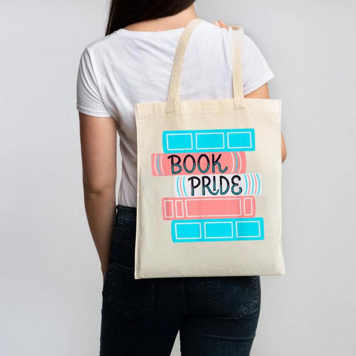 Threadless Grey Sky Chai Trans Book Pride Graphic Canvas Tote Bag