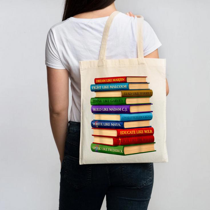 History Month Educated Black Leaders Reading Books Canvas Tote Bag