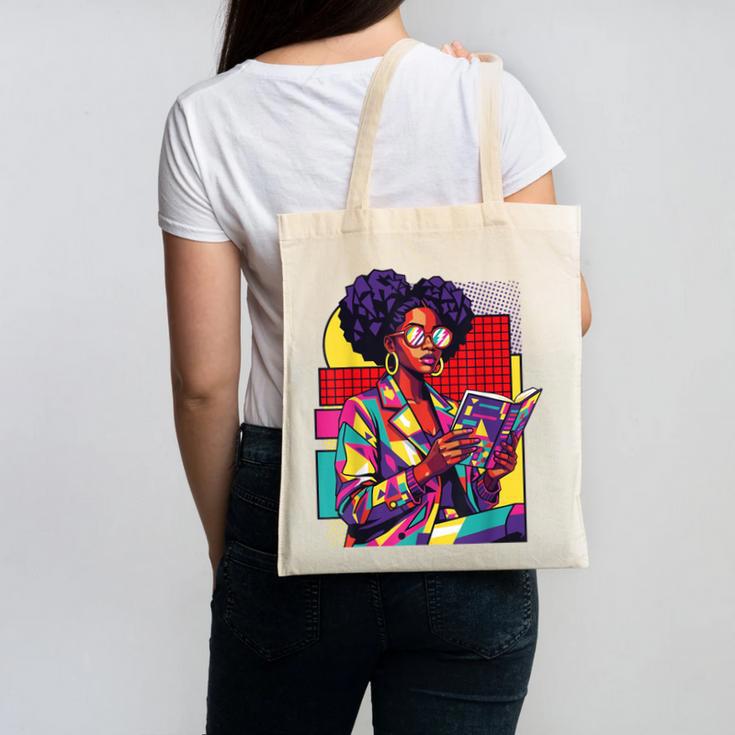 History Woman Reading Book Geometric Girl Educated Canvas Tote Bag