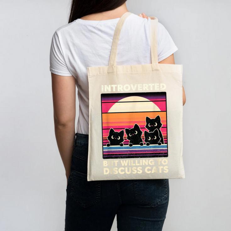 Unique Art For Introverted Cat Fans -Adults Cat Humorous Introvert Small Canvas Tote Bag