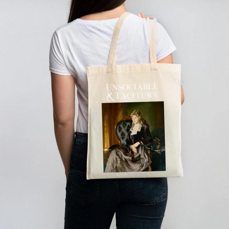 Unsociable And Taciturn Jane Austin Quote Book Classic Lit Canvas Tote Bag