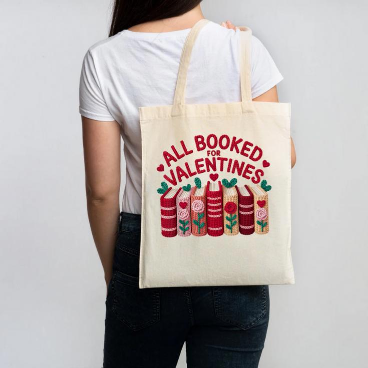 Valentines All Booked For Valentine Book Lover Teacher Canvas Tote Bag
