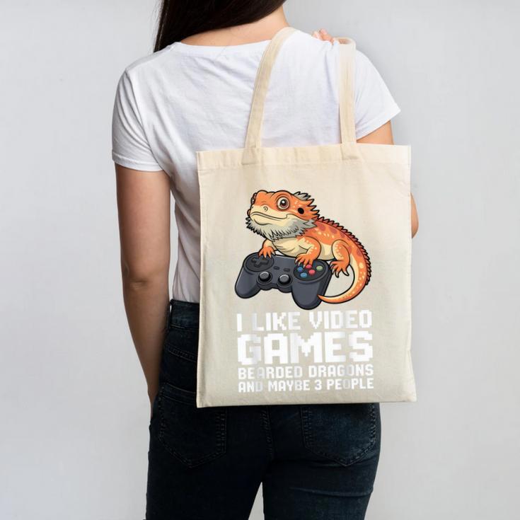 I Like Video Games Bearded Dragon Gamer Introvert Mood Canvas Tote Bag