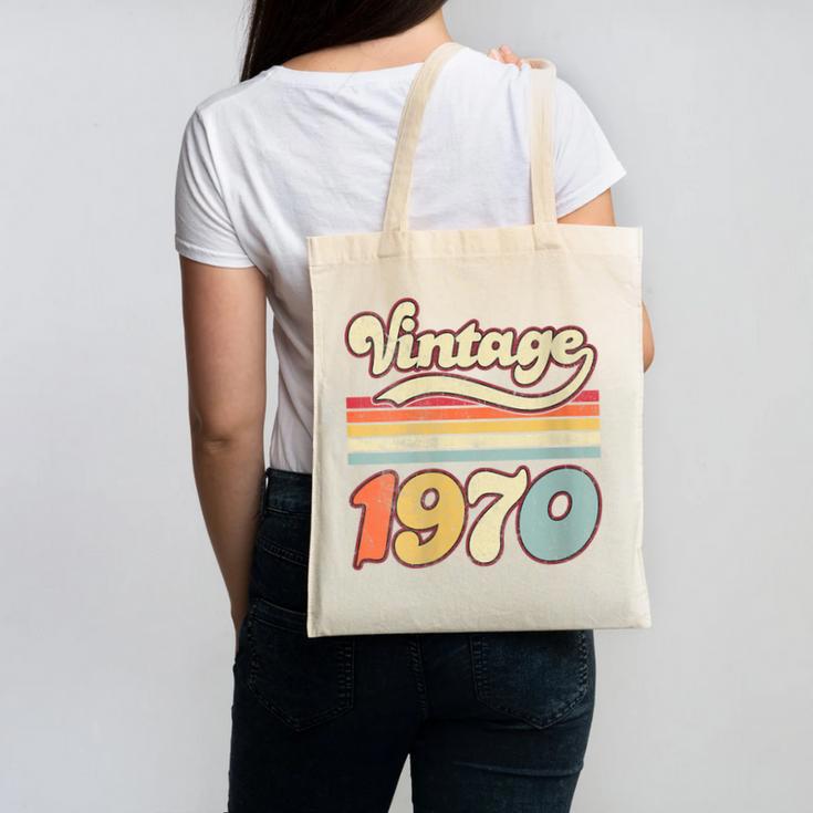 Vintage 1970 Birthday Retro Style 70's Born Nostalgia Outfit Canvas Tote Bag