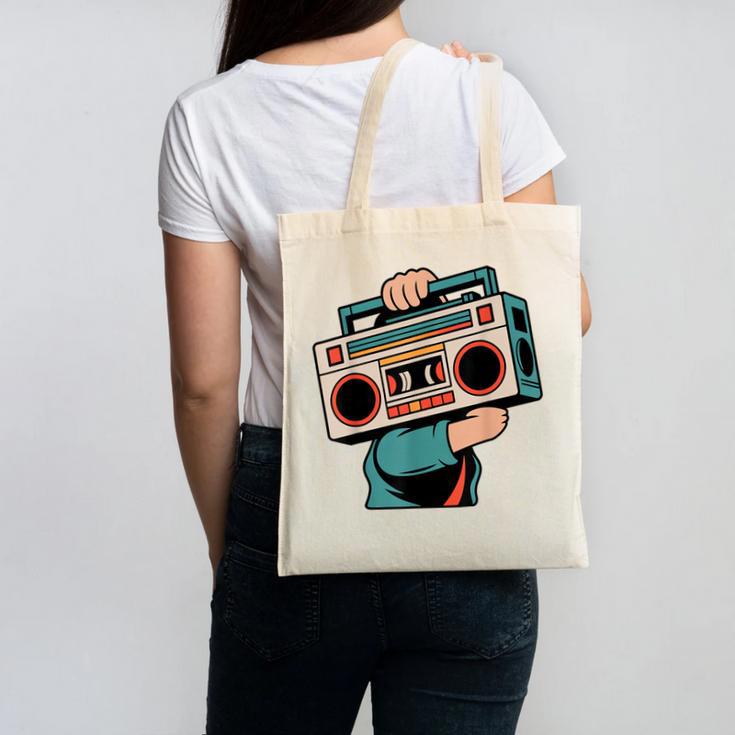 Vintage 80s 90s Retro Boombox Music Hip Hop Nostalgia Party Canvas Tote Bag