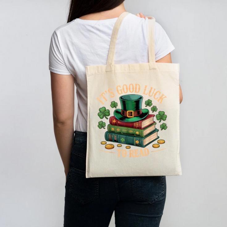 Vintage It's Good Luck To Read St Patrick's Day Book Lucky Canvas Tote Bag