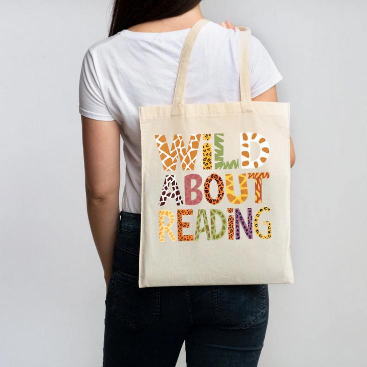 Wild About Reading Book Animal Children's Book Lover Teacher Canvas Tote Bag