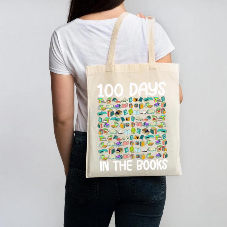 100 Days In The Books English Reading Teacher 100th Day Kids Canvas Tote Bag