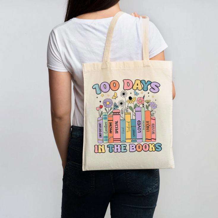 100 Days In The Books Reading Teacher 100th Day Of School Canvas Tote Bag