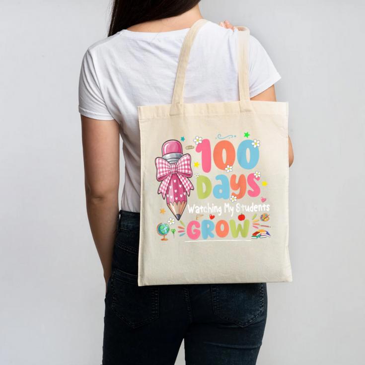 100th Day Of School Teacher Women Floral Books Canvas Tote Bag