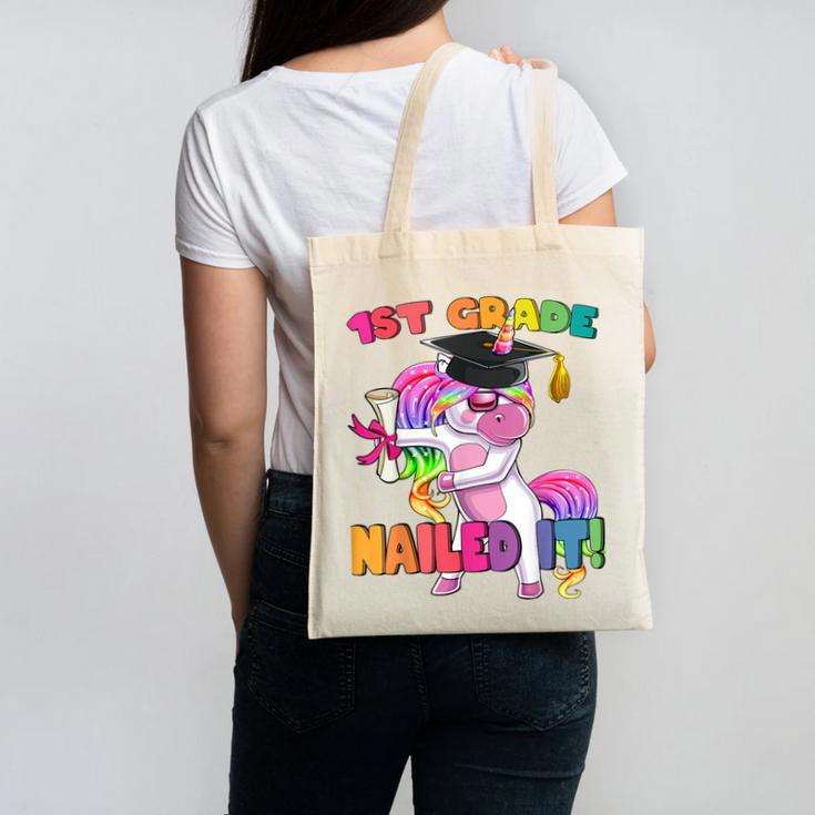 1st Grade Nailed It Flossing Unicorn Graduation Shirt Canvas Tote Bag