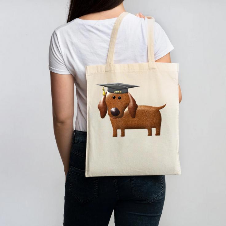 2018 Dog Graduation Shirt Dachshund Graduation For Men Women Kids Canvas Tote Bag