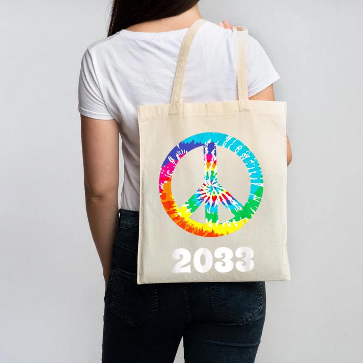 2033 Graduation Class Year Tie Dye Peace Sign Canvas Tote Bag