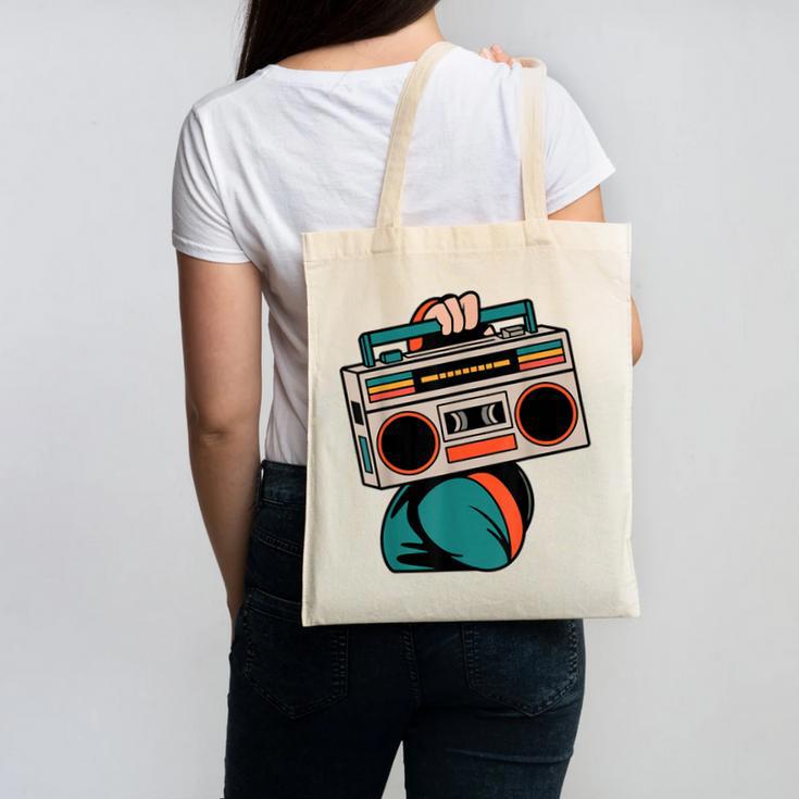 80s 90s Retro Party Costume Nostalgia Boombox Music Hip Hop Canvas Tote Bag