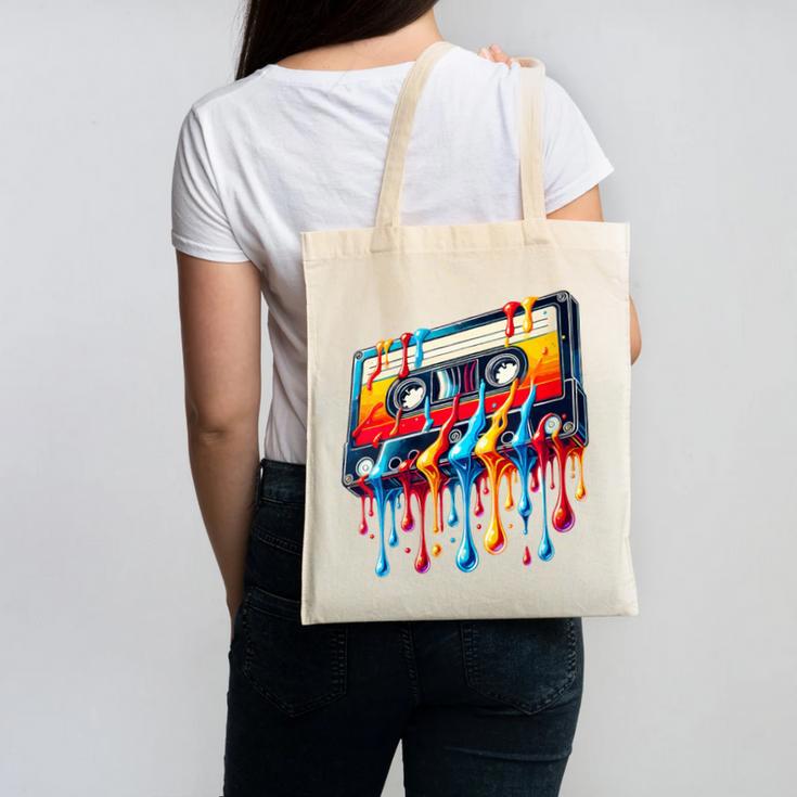80s 90s Retro Party Costume Nostalgia Cassette Canvas Tote Bag 80s 90s Retro Party Costume Nostalgia Cassette Canvas Tote Bag