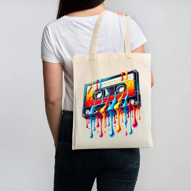 80s 90s Retro Party Costume Nostalgia Cassette Canvas Tote Bag