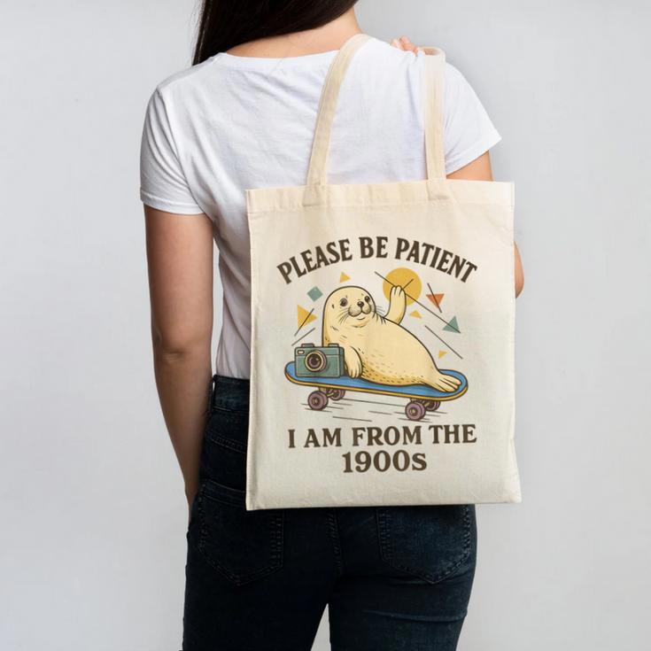 90s Manatee Humor Please Patient I'm From The 1900s Canvas Tote Bag