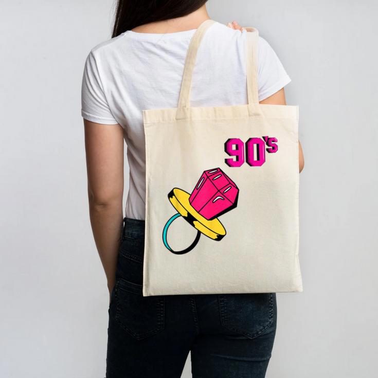 90’s Ring Retro Nostalgia Colorful Throwback Canvas Tote Bag