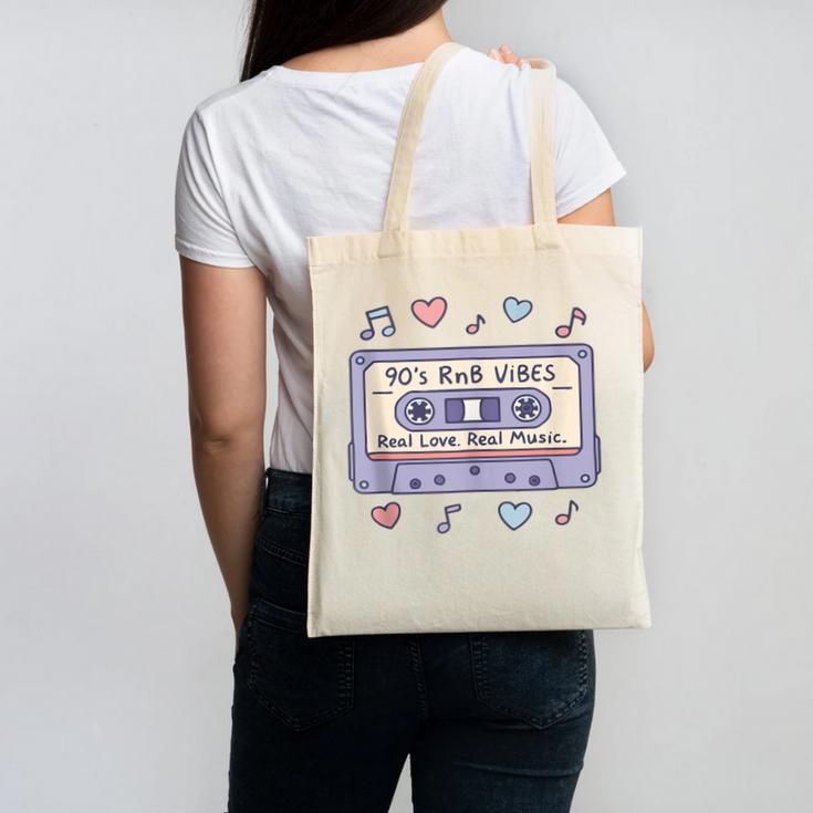90s RNB Vibes Cassette – Retro Music Nostalgia RNB Cassette Canvas Tote Bag
