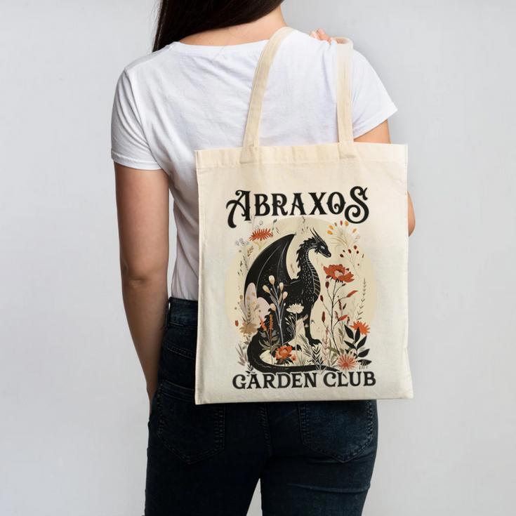 Abraxos Flower Garden Club Book Lover Fantasy Dragon Bookish Canvas Tote Bag