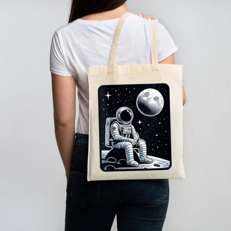 Aesthetic Spaceman Astronaut On The Moon Space Introvert Canvas Tote Bag
