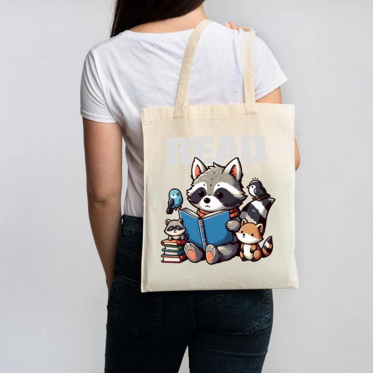 Animals Raccoon Reading Book Librarian Across America Kids Canvas Tote Bag