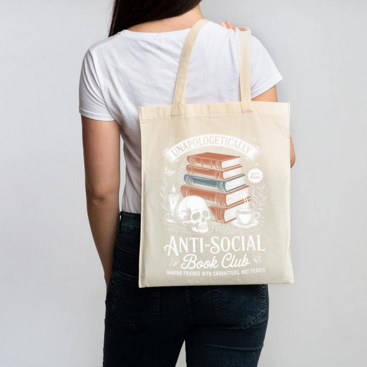 Anti-Social Book Club Reader Books & Coffee Dark Academia Premium Tri-Blend Canvas Tote Bag