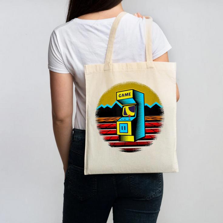 Arcade Game Machine Nostalgia Retro Gamer 80s 90s Canvas Tote Bag